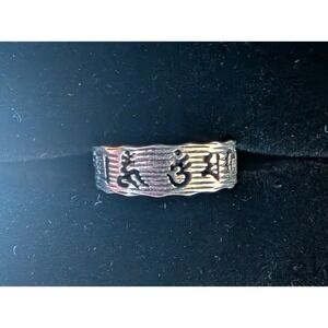 Size 7 Tibetan Buddhist Om Mani Padme Hum Sterling Silver 925 Ring - Free Size